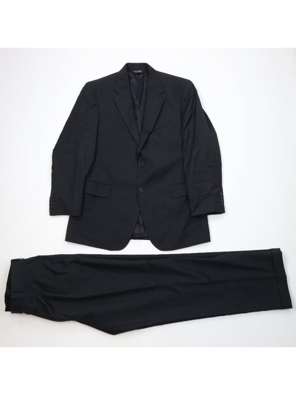 Jos A Bank Signature Mens 41R 2 Piece Wool Striped Suit Black Wide Leg 36x32